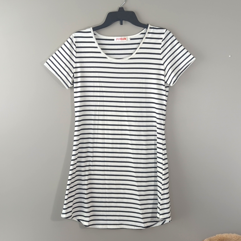 Stripped T-shirt Dress - Persun, M